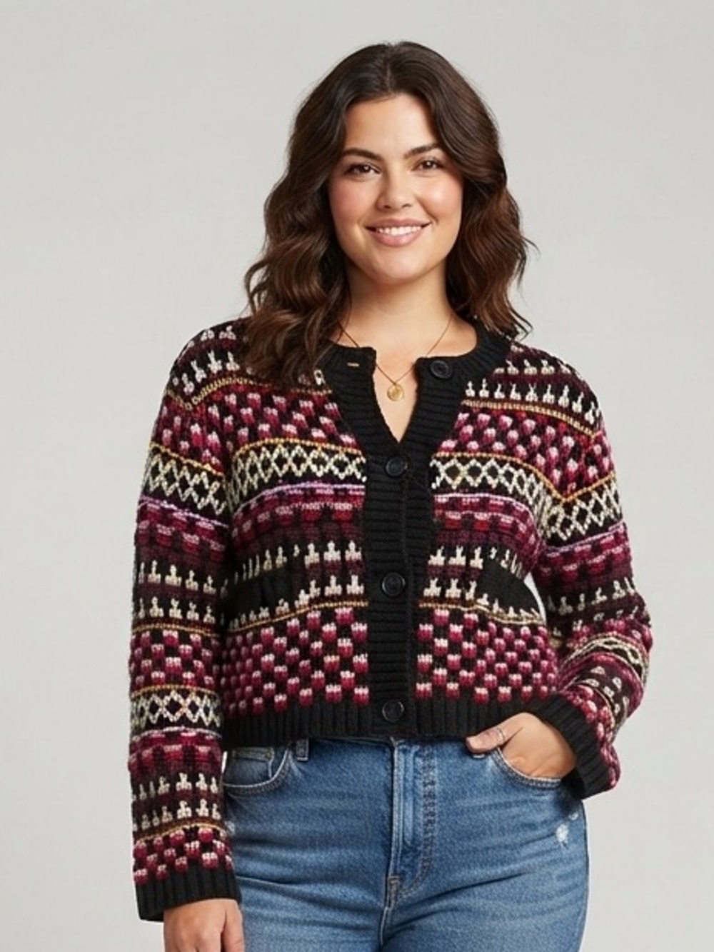 Industry Republic Button Front multicolor Sweater(Bust 42”
Length 18”)